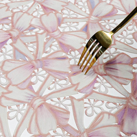 Napperon rond de luxe rose et violet avec nœud, en PVC tressé ajouré, résistant à la chaleur, pour mariage, fête et décoration intérieure