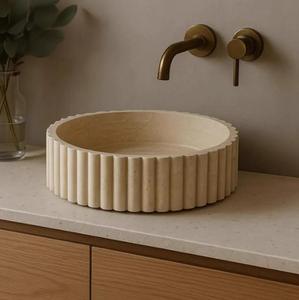 Wabi Sabi Style lumière luxe naturel <span class=keywords><strong>travertin</strong></span> lavabo nordique <span class=keywords><strong>salle</strong></span> <span class=keywords><strong>de</strong></span> <span class=keywords><strong>bain</strong></span> ménage marbre lavabo Villa comptoir <span class=keywords><strong>travertin</strong></span> - Product Image 3