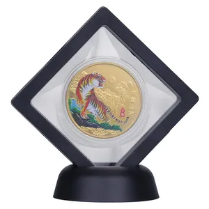 1PC硬币展示架7 * 7厘米黑盒纪念币礼品装饰多功能硬币展示架支架