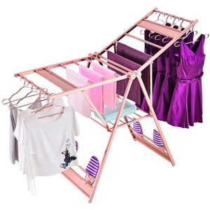 Foldable X-Shape <b>Clothes</b> Drying Rack Rose <b>Gold</b> Reinforced Version Indoor Household Towel Rack Balcony Drying Rack - Product Image 1