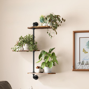 Wall Corner Planter <b>Shelf</b> 3-Tier Adjustable Wall Mounted Storage <b>Rack</b> For Living Room Balcony - Product Image 2