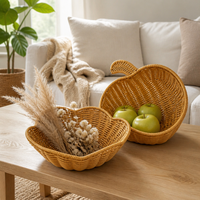 Panier à pommes en rotin tressé en forme de fleur, tissé à la main, en plastique PC PENG YE, pour le rangement des fruits, décoration de table de style campagnard, centre de table pour la maison
