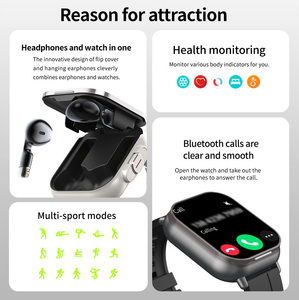 Reloj Inteligente con Llamadas BT 2 en 1, Auriculares TWS con NFC, Monitoreo de Salud, Reloj Deportivo con Auriculares para Hombre D 8 - Product Image 3
