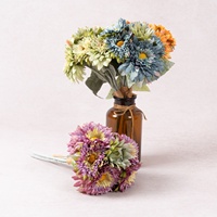 Fleur en tissu de soie tournesol Teddy à 6 têtes, style guérison, nouée à la main, pour arrangements floraux de mariage, décoration intérieure et verdure de bureau