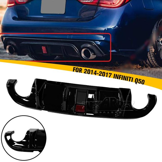 Haosheng Factory Car Rear Lip Carbon Fiber Looks Brake Light Rear Diffuser Bumper Lip for Infiniti Q50 2014 2015 2016 2017