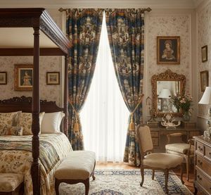 Classic Royal Palace Complex <b>Window</b> Curtains Dense Floral Panel 70% Light Blocking Premium Printed Drapes for Bedroom - Product Image 1