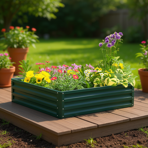 Maceta moderna de metal para jardín DB, cuadrada, para exteriores, ecológica, con recubrimiento en polvo, para flores y plantas verdes - Product Image 2