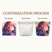 Dompet Otomatis Desain Khusus EB, Bahan Komposit, Rangka Fleksibel Internal, Motif Anime, Bentuk Persegi, Kantong Koin
