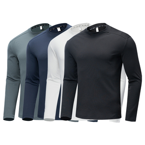 T-shirts Slim Fit de marque de qualité supérieure pour hommes T-shirt à manches longues de sport avec fermeture éclair et col haut pour hommes - Product Image 4