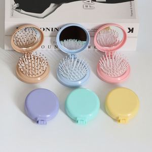 Portable DIY Cute Girl Airbag Comb with Makeup <b>Mirror</b> Small Folding Cushion Head Massage Tool <b>Plastic</b> Handle - Product Image 2