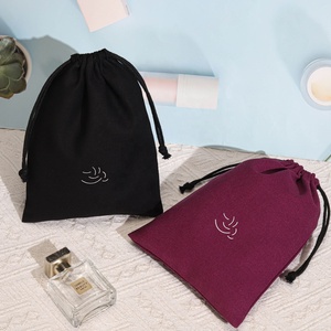 Sac à poussière en coton et lin en gros, sac cosmétique, pochette cadeau en mousseline de coton imprimée avec logo personnalisé, pochette à maquillage, pochette à bougies, sac à poussière à cordon - Product Image 5