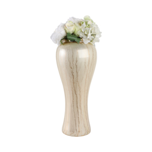 Vaso da terra allungato in vetro moderno ed elegante con finiture metalliche per l'arredamento del soggiorno. - Product Image 2