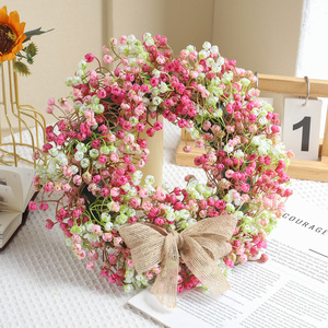 Guirlande artificielle avec nœud en <span class=keywords><strong>toile</strong></span> <span class=keywords><strong>de</strong></span> <span class=keywords><strong>jute</strong></span>, guirlande florale en plastique, décoration <span class=keywords><strong>murale</strong></span> ronde pour porte d'entrée, maison, mariage - Product Image 4