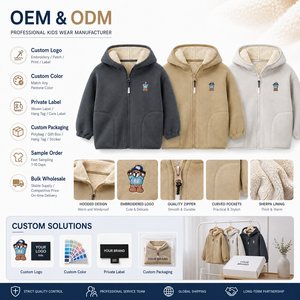 Veste d'hiver 2026 pour garçons en polaire sherpa, épaisse et chaude, à fermeture éclair, avec capuche, manteau décontracté ample pour enfants, doublure <span class=keywords><strong>Teddy</strong></span>, vêtement d'extérieur tendance - Product Image 3