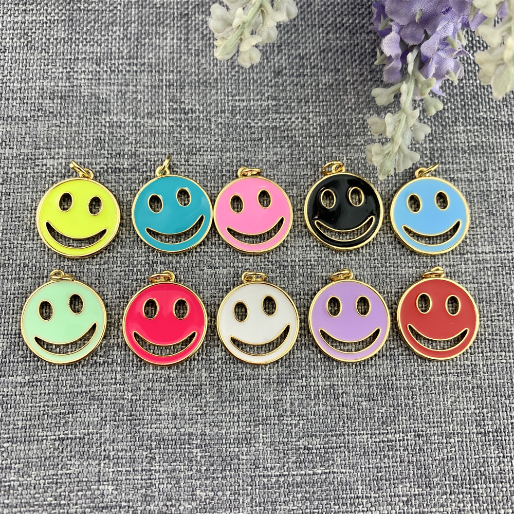 LS-A3667 модные разноцветной эмалью улыбающийся смайлик уход за кожей лица в виде анха, летний Лидер продаж; Красивая подвеска в форме