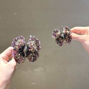 Pince à cheveux latérale série Papillon Ballet, avec perles d'imitation et pierres précieuses, design minimaliste moderne, 11 cm, pour usage quotidien, offre spéciale - Product Image 5