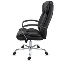 Chaise de bureau de direction à dossier haut en cuir PU, chaise de bureau ergonomique pour manager avec accoudoirs en métal chromé