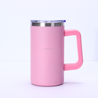 Gourde isotherme sous vide en acier inoxydable 20 oz, étanche, couleur macaron, avec poignée amovible, écologique, pour le bureau