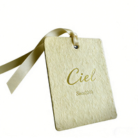Étiquettes suspendues en papier grainé écologiques personnalisées, biodégradables et plantables pour l'emballage de vêtements avec cordon en jute, kraft recyclé