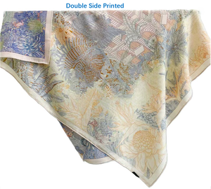 Sciarpa Quadrata in Seta Satinata <span class=keywords><strong>Vintage</strong></span> 130*130 CM, Stampa Digitale, Sciarpa da Matrimonio Personalizzabile, Turbante da Donna - Product Image 4