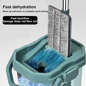 Mop in Microfibra Magico Automatico con Manico Telescopico in Acciaio, Tasso di Disidratazione 80-90% <span class=keywords><strong>per</strong></span> <span class=keywords><strong>Pulizia</strong></span> Pavimenti Domestici - Product Image 2