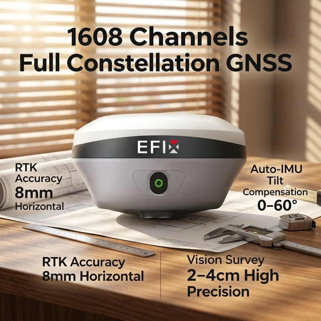 F8 GNSS RTK Receiver, 1608 Channels, Multi-Constellation Support, Vision Survey for Agriculture & Construction
