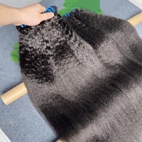 Lot de Tissages Cheveux Humains Raides Crépu à Cuticules Alignées, Cheveux Vierges Bruts à Double Trame, Extensions de Cheveux Raides Crépu en Gros
