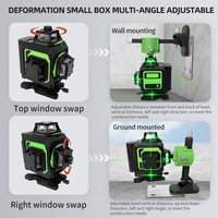 Niveau laser croisé 4D industriel, 16 lignes, 360 degrés, faisceau vert, laser rotatif avec alimentation par batterie au lithium