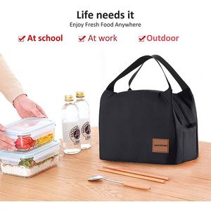 Aluminum Foil Insulated <b>Black</b> <b>Lunch</b> Box <b>Bags</b> for Women Men Reusable Meal Container Zipper Closure Portable Adult Cooler Bento - Product Image 4