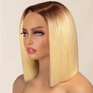 Perruques courtes bob 1B/613, perruques en <span class=keywords><strong>cheveux</strong></span> humains avec dentelle transparente 4x4, ombré <span class=keywords><strong>blond</strong></span> avec racines brun foncé, perruques bob frontales 4/613 - Product Image 5
