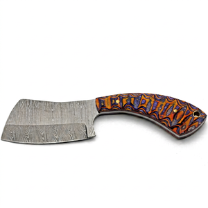 Mini cuchillo de cocina hecho a mano de acero de Damasco de grado industrial, mango de resina epoxi multicolor OEM, picador de carne - Product Image 1