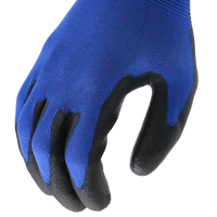 Gants de travail MaxiPact bleus en tricot élastique avec paume enduite de PU, légers, respirants, en polyester, antidérapants et de sécurité