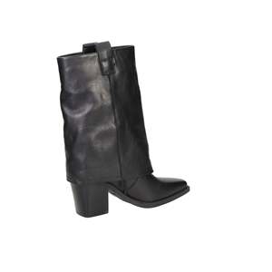 Botas de Media Pantorrilla para Mujer Carmela, Tacón Cuadrado, Cuero Negro - Product Image 4