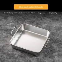 Plateau à collation carré doré en acier inoxydable à double poignée, assiette moderne à fond plat pour barbecue, camping, restaurant
