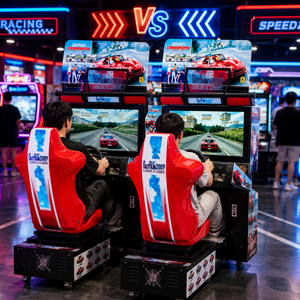 Machine de jeu vidéo d'arcade de bureau et de loisirs, à monnayeur, simulateur de conduite de voiture de sport, avec écran 32 pouces, siège de course rouge, en métal, garantie 1 an - Product Image 3