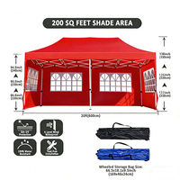Carpa Plegable Tipo Gazebo de 10x20 con Ventanas Laterales Impermeables de Grado Comercial para Fiestas y Bodas