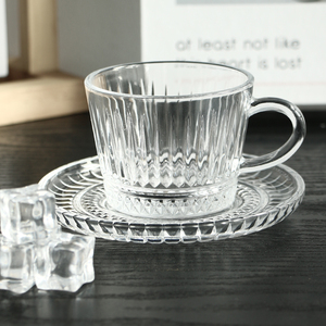 Nordic all'ingrosso di vendita calda tazza di caffè di vetro con il piatto Set personalizzato ristorante casa moda tazza <span class=keywords><strong>da</strong></span> tè di vetro con piattino - Product Image 4