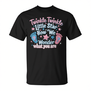 T-shirt unisexe pour adulte à manches courtes et col rond avec impression numérique « Twinkle Twinkle Little Star » pour révélation du sexe - Product Image 3