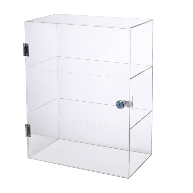 Acrylic Display Case 3 Shelf with Lock Clear Lockable Showcase for Collectibles Countertop Display Rack Storage Display Box