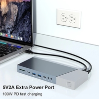 Base de Conexión USB C 16 en 1 con Triple Pantalla, 3 HDMI 4K, 100W PD, Ethernet Gigabit, Lector de Tarjetas SD y TF para MacBook y Laptops Windows