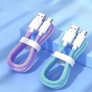 สายชาร์จเร็ว 100W ความเร็วสูง สายถักไนลอน USB เป็น Type-C 6A สายดาต้า USB C ยาว 1 เมตร 2 เมตร - Product Image 1