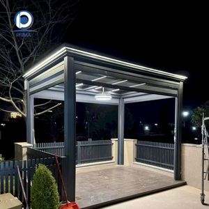Auvent cantilever rétractable motorisé pour jardin et terrasse, avec écran à lames orientables motorisé, pour extérieur, type gazebo solaire - Product Image 1