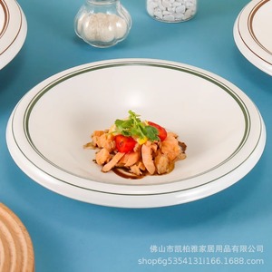 Minimalist <b>melamine</b> serving dishes with a reverse rim, high-end feel, suitable for stir-frying, commercial use, for cold dishes - Product Image 5