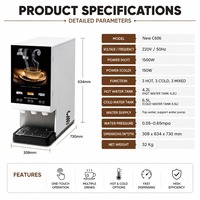 Distributeur de boissons instantanées commercial 3 saveurs, machine à café, thé au lait et boissons en poudre de bureau, machine à préparer des boissons chaudes et froides
