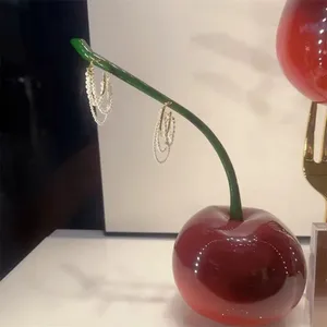 Fashion Fiberglass Red Cherry Sculpture For Jewellery Shop Cherry Fruit Decoration For Event Holiday Shop Window Display