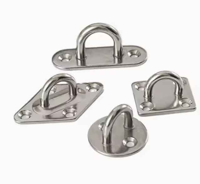 Stainless Steel316 Marine Oblong Pad Eye Plates Stamped Welded 6mm D Ring Fixed Eye Plate Rigging