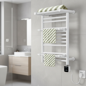 Sèche-serviettes électrique étanche avec thermostat, <span class=keywords><strong>radiateur</strong></span> mural chauffant pour serviettes plates avec étagère supérieure - Product Image 1