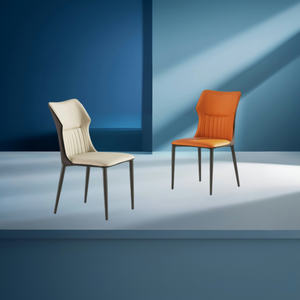 Chaise de salle à manger moderne de luxe en cuir de velours massif rembourrée en acier au carbone simple et extensible pour l'entrepôt de meubles de maison d'intérieur - Product Image 4