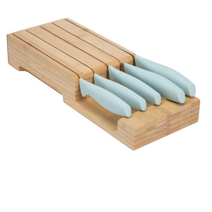 Porte-couteaux en bambou, 4 pièces, support horizontal en bois pour ustensiles de cuisine, durable - Product Image 1