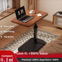 Table basse convertible moderne en bois massif, écologique, durable, pivotante et réglable, couleur noyer, pour canapé ou chevet